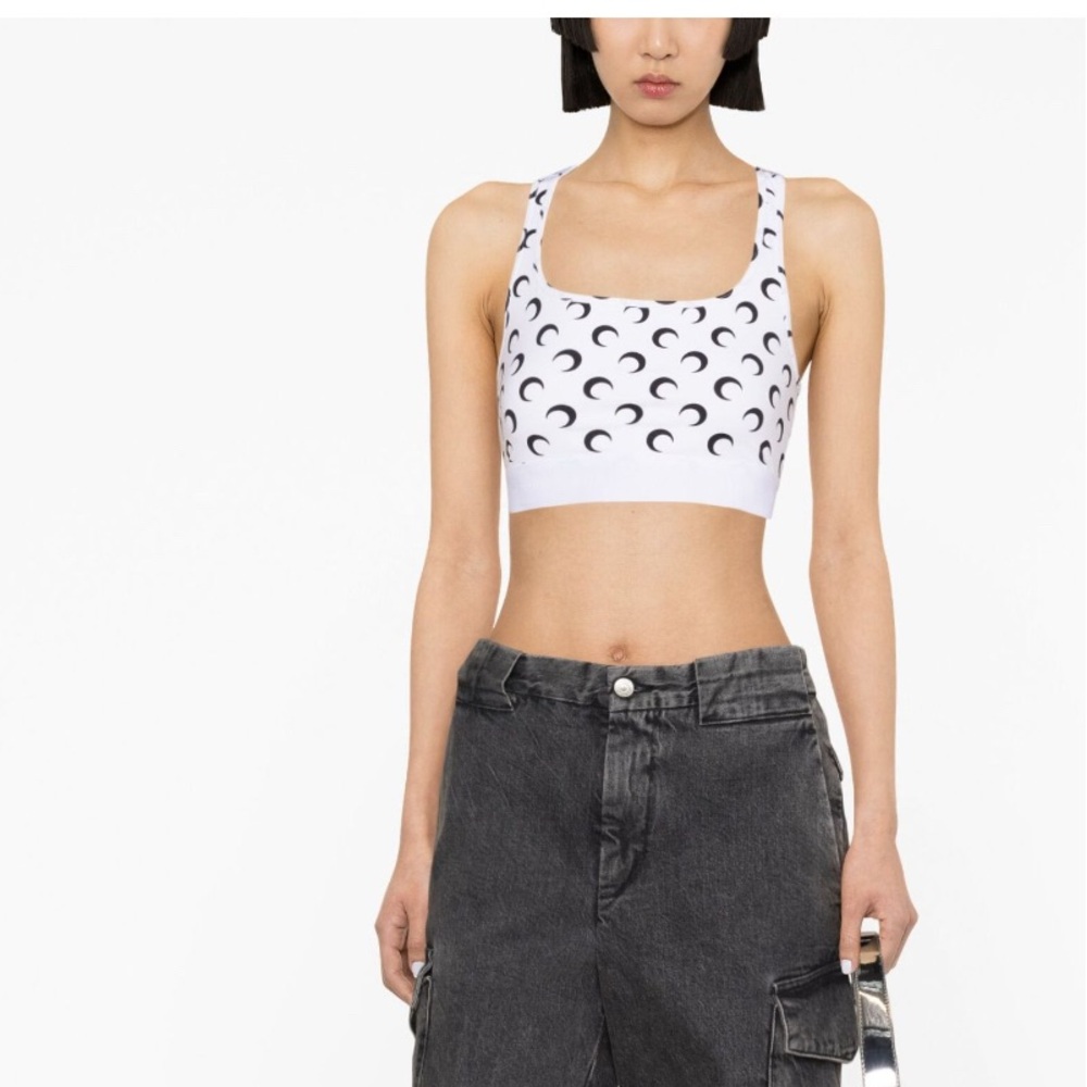 Marine Serre Crescent Moon Print Cropped Bra